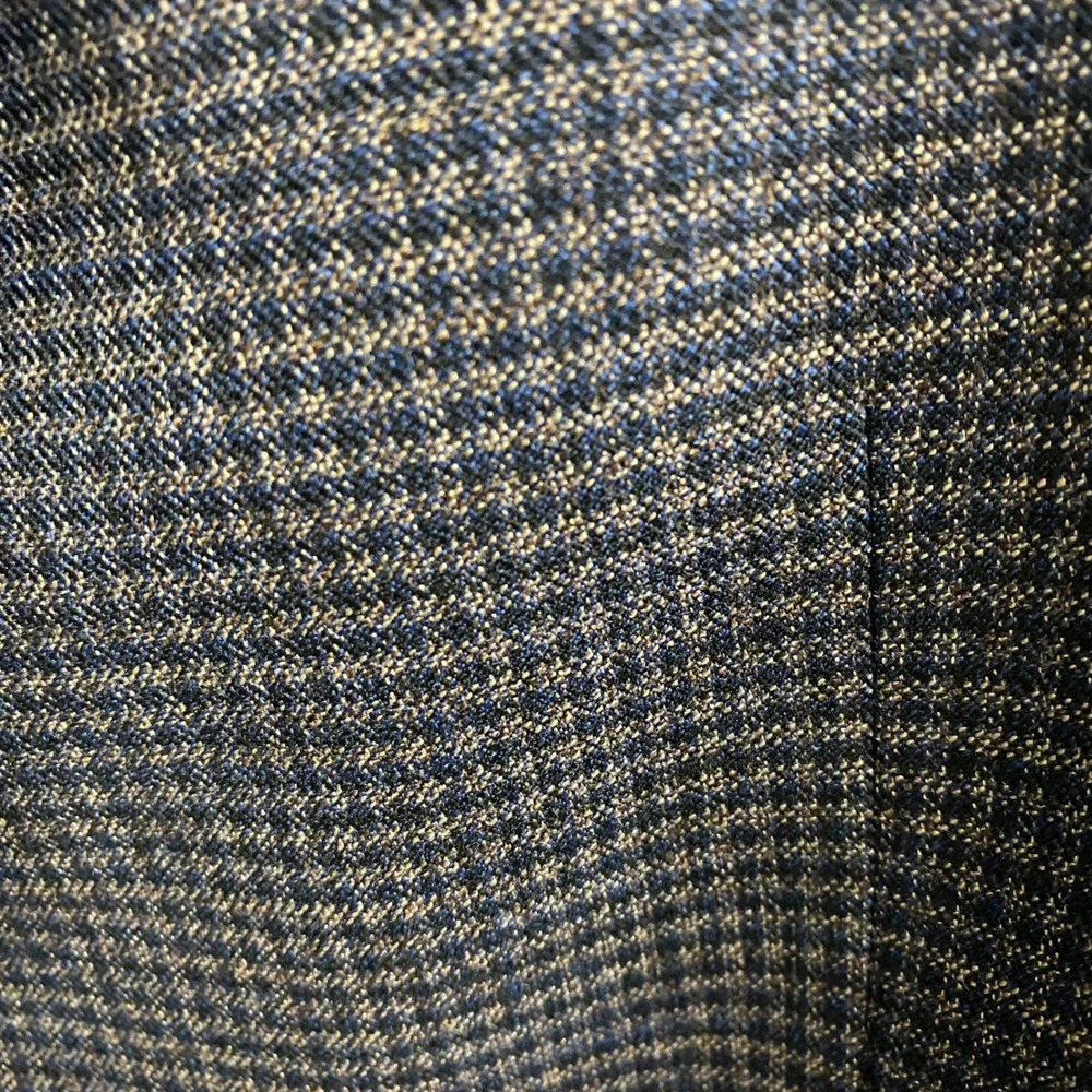 Awearness Kenneth Cole Mens Micro Houndstooth Blazer Navy Brown Sport Coat 42R - Picture 9 of 11